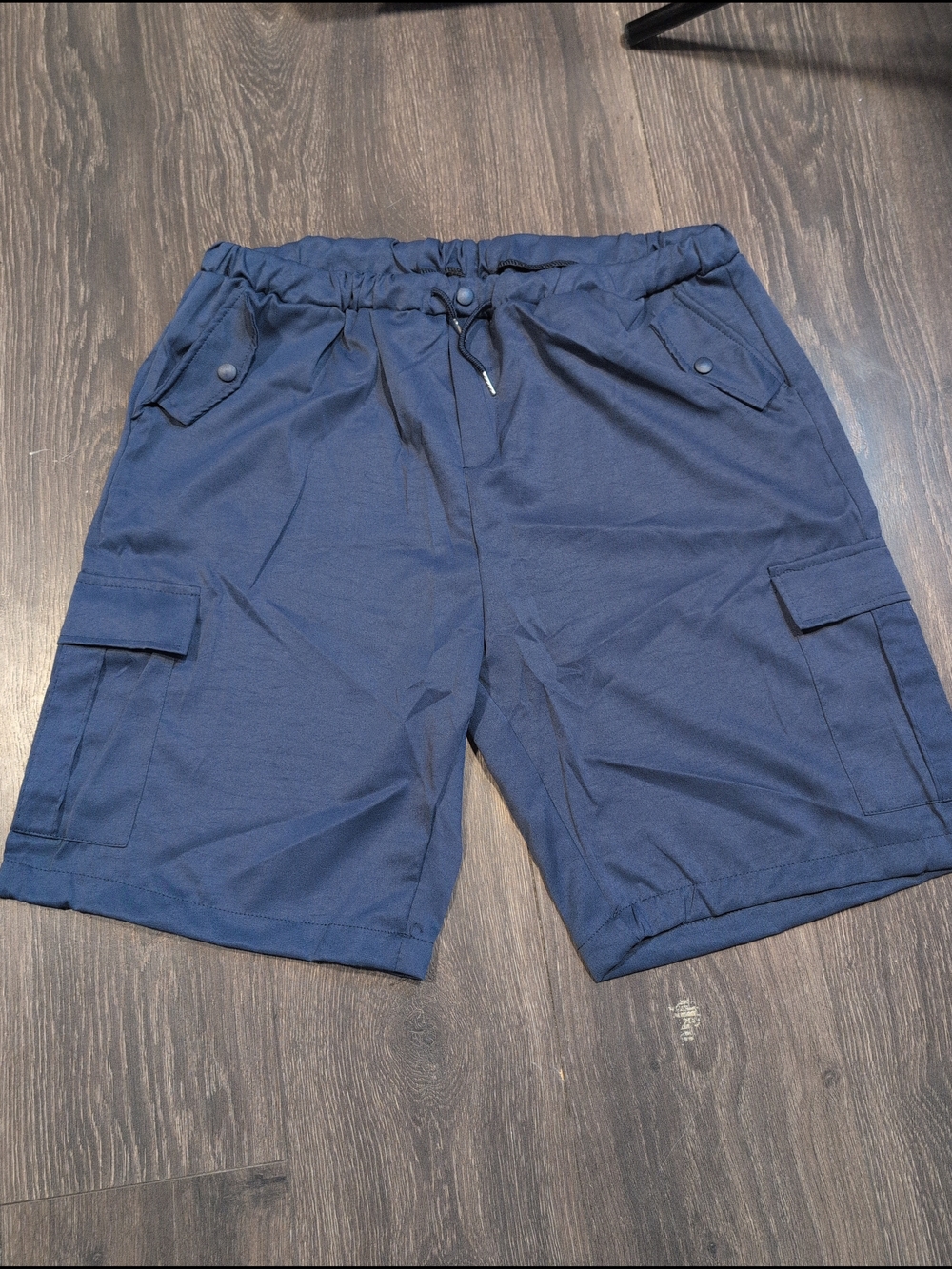Womens Blue Cargo Shorts Pockets Elastic Waist Drawstring Polyester Size XXL
